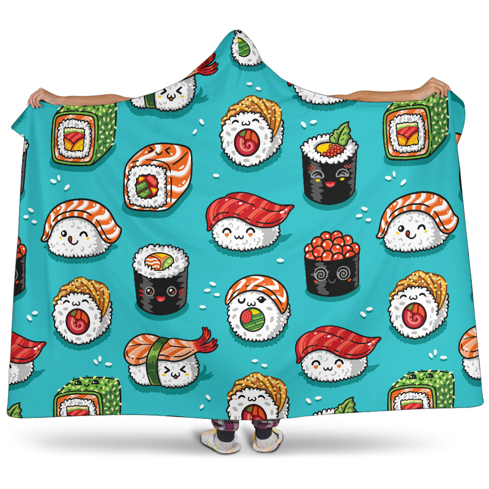 Cute Sushi Pattern Hooded Blanket