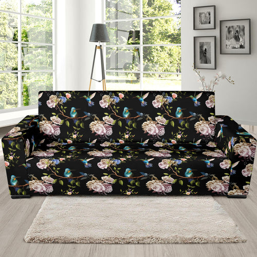 Hummingbird Pattern Print Design 03 Sofa Slipcover