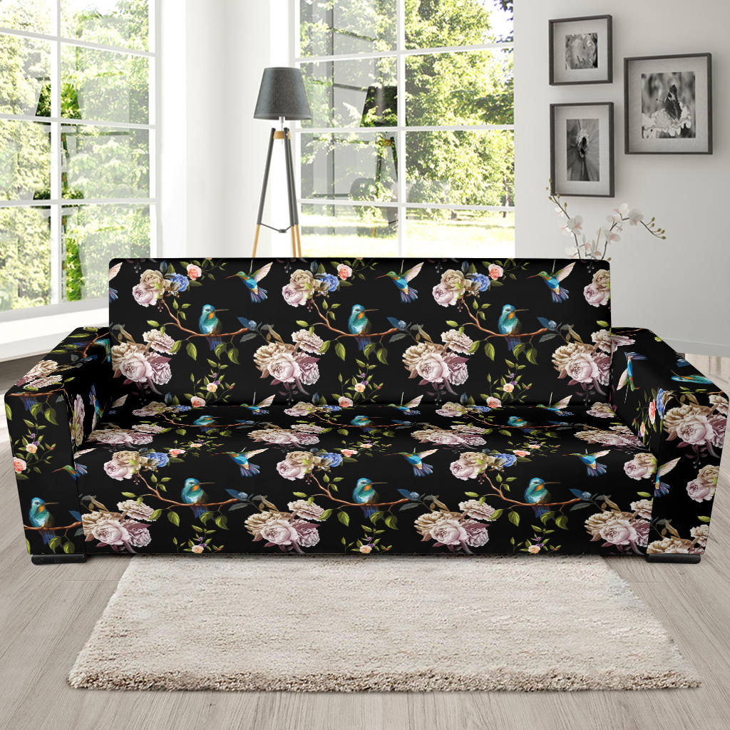 Hummingbird Pattern Print Design 03 Sofa Slipcover