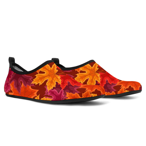 Autumn Maple Leaf Pattern Aqua Shoes