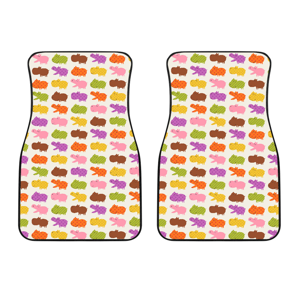 Hippopotamus Pattern Print Design 01 Front Car Mats