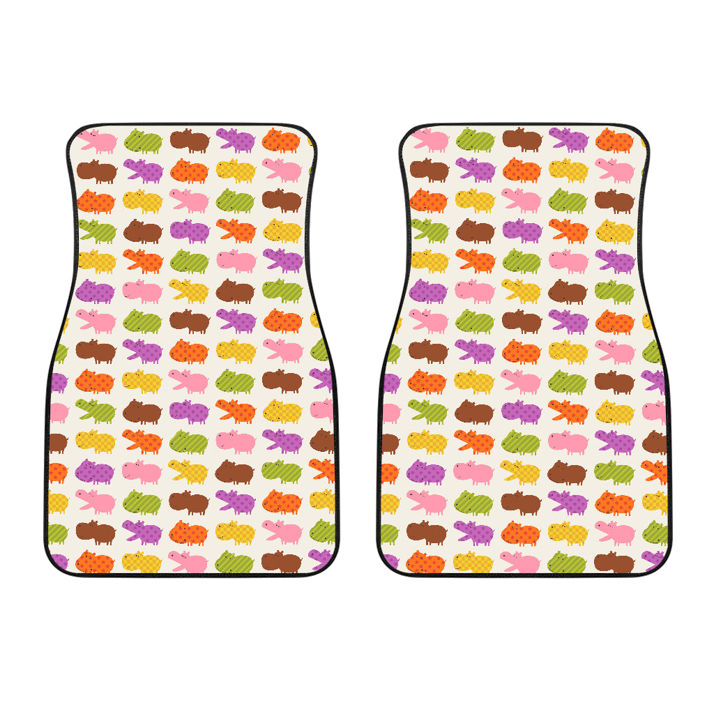 Hippopotamus Pattern Print Design 01 Front Car Mats