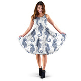 Seahorse Pattern Background Sleeveless Midi Dress