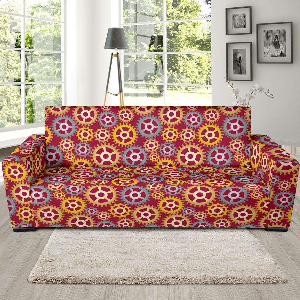 Gear Pattern Print Design 04 Sofa Slipcover
