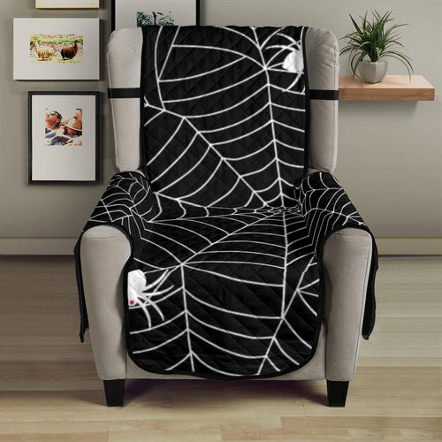 Spider web design pattern Black background white cobweb Chair Cover Protector