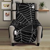 Spider web design pattern Black background white cobweb Chair Cover Protector