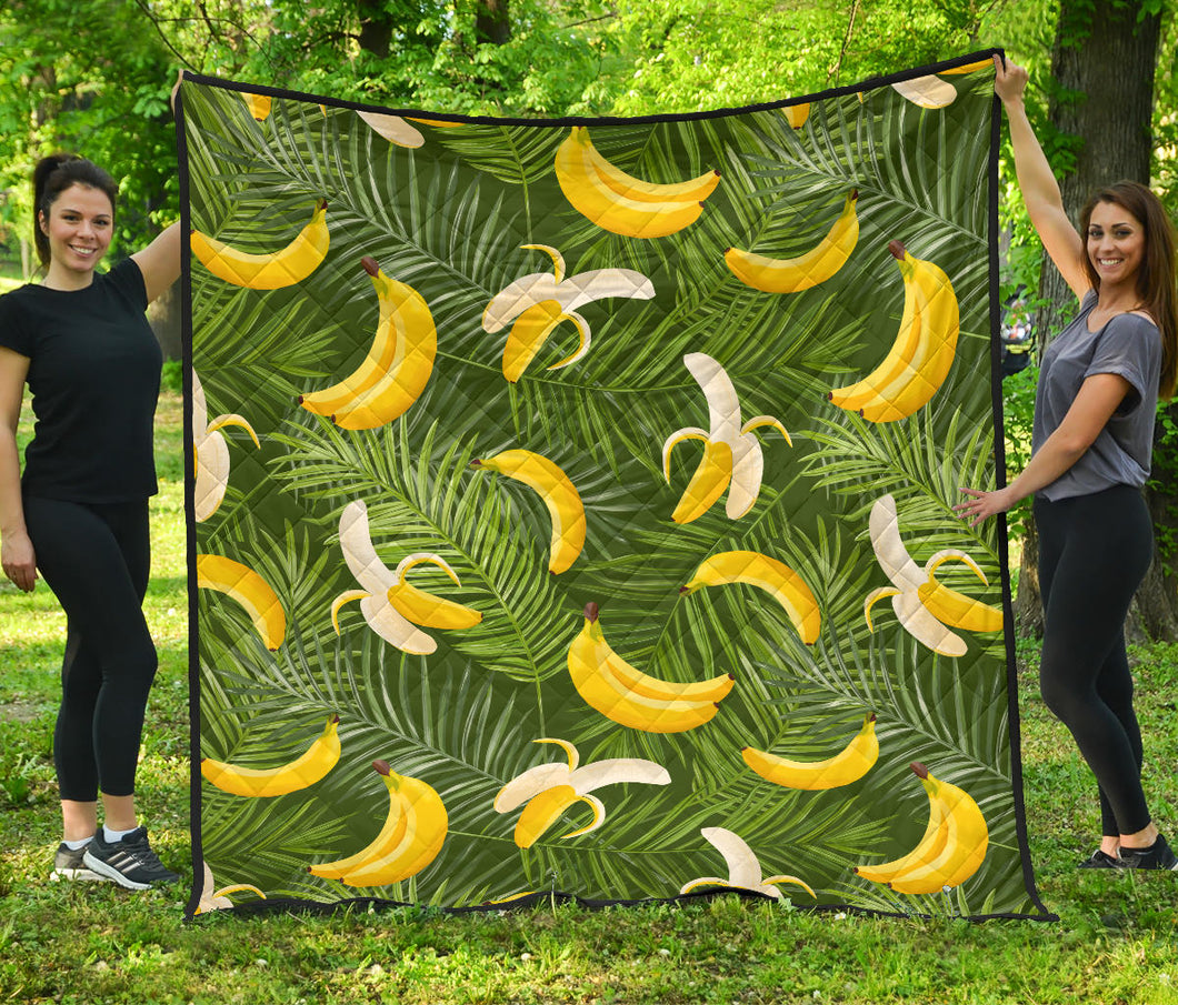 Banana Palm Leaves Pattern Premium Quilt