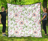 Beautiful Pink Lotus Waterlily Leaves Pattern Premium Quilt