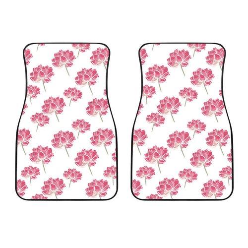 Pink Lotus Waterlily Pattern Front Car Mats