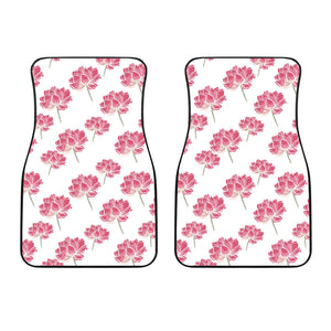 Pink Lotus Waterlily Pattern Front Car Mats
