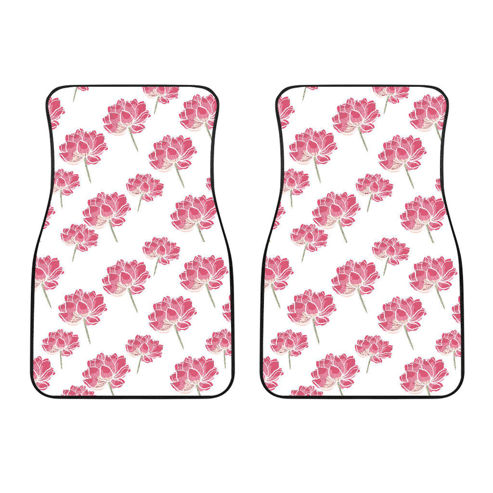 Pink Lotus Waterlily Pattern Front Car Mats