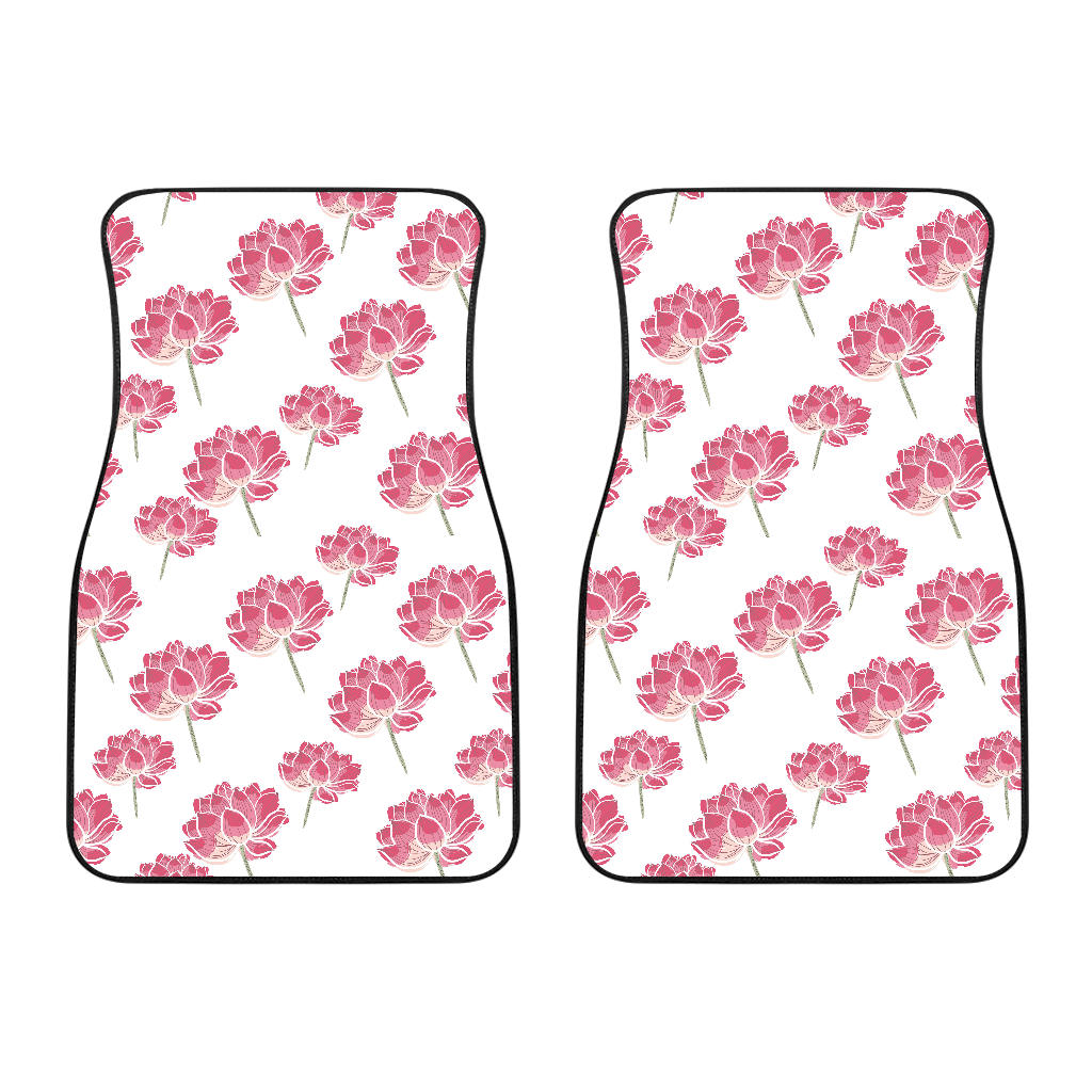 Pink Lotus Waterlily Pattern Front Car Mats