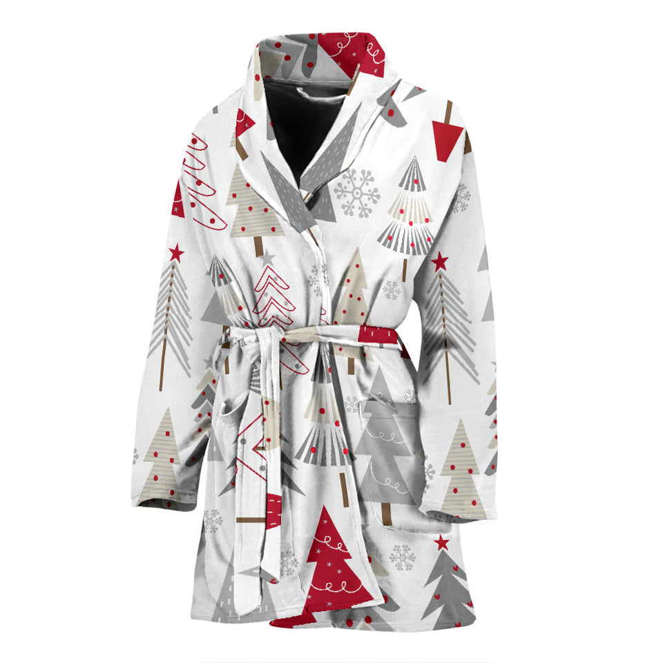 Cute Christmas Tree Pattern Women'S Bathrobe