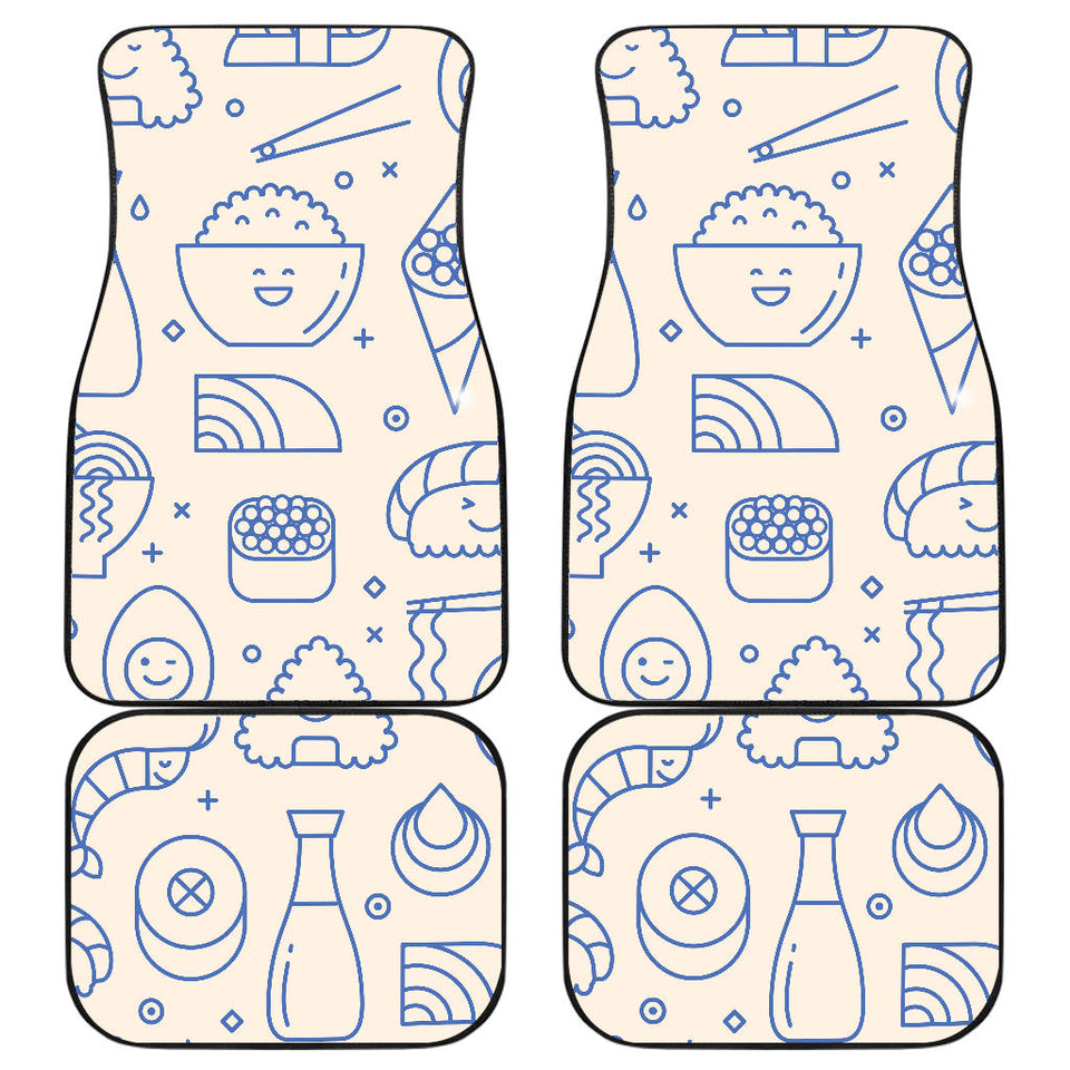 Cute Sushi Icon Pattern Front And Back Car Mats