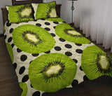 kiwi black dot background Quilt Bed Set