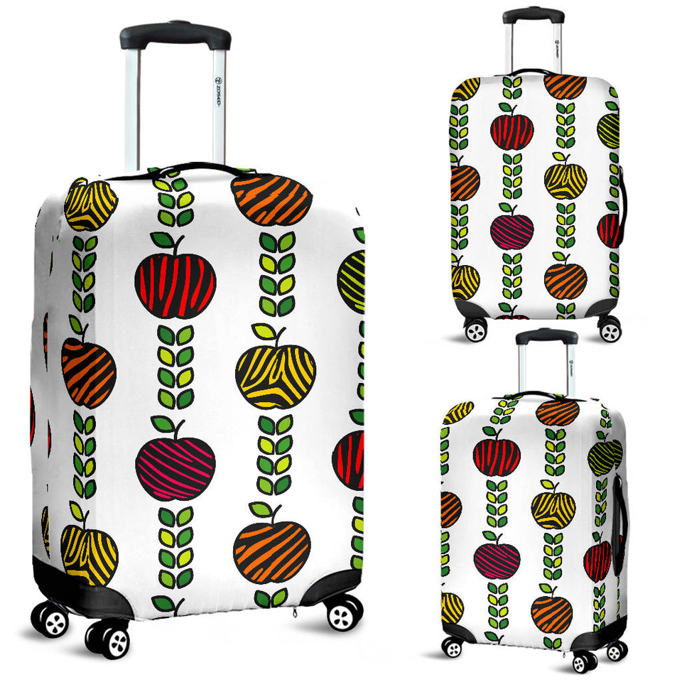 Colorful Apples Leave Zebra Stripe Luggage Covers