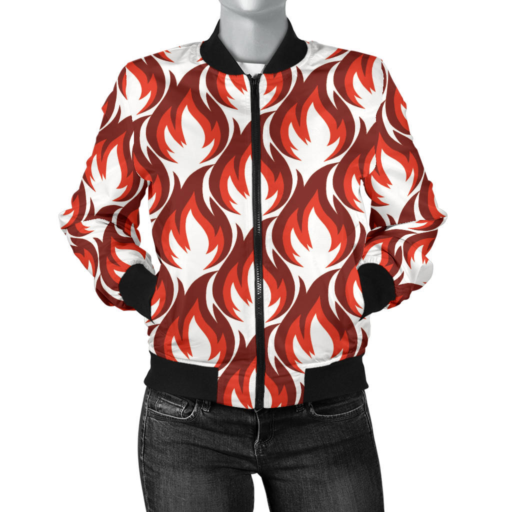 Fire Pattern Jacket Fire Flame Symbol Design Pattern Women'S Bomber Jacket holiday gift ...
