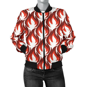 Fire Flame Symbol Design Pattern Women'S Bomber Jacket