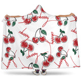 Hand Drawn Cherry Pattern Hooded Blanket