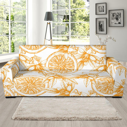 Hand Drawn Orange Fruit Pattern Sofa Slipcover