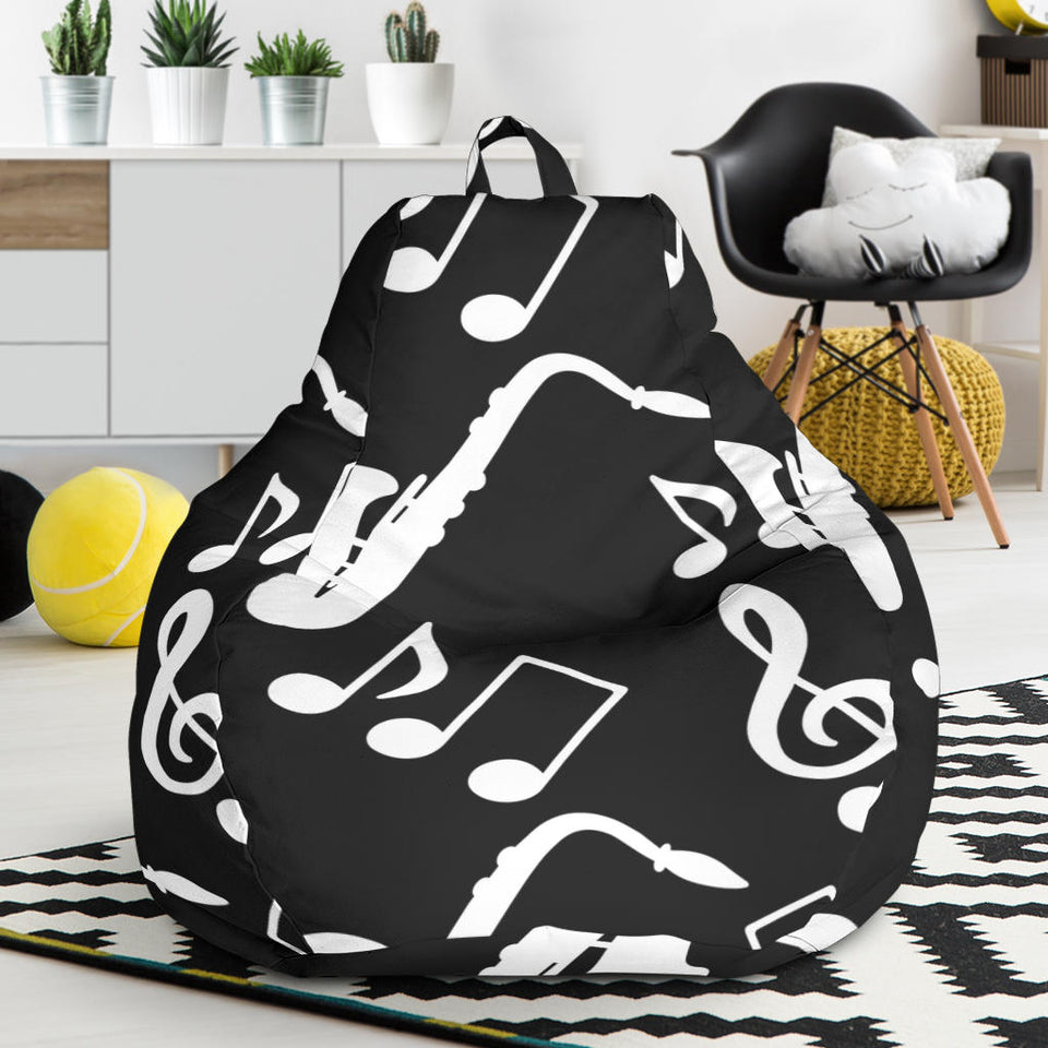 Saxophone Music Notes Treble Clef Black White Theme Bean Bag Cover