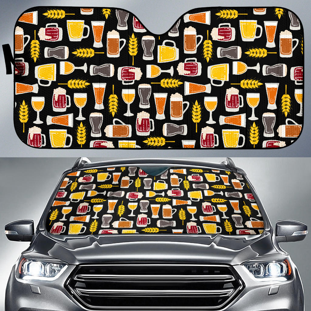 Beer Type Pattern Car Sun Shade
