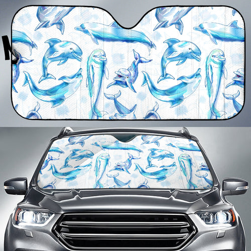 Watercolor Dolphin Pattern Car Sun Shade