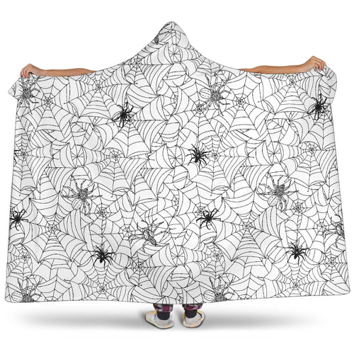 Spider Web Cobweb Pattern Hooded Blanket