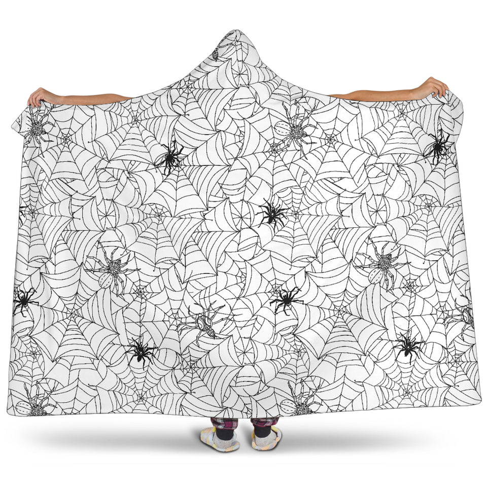 Spider Web Cobweb Pattern Hooded Blanket