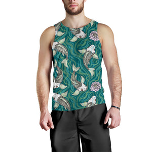 Koi Fish Carp Fish lotus pattern Men Tank Top