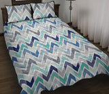 zigzag  chevron blue pattern Quilt Bed Set