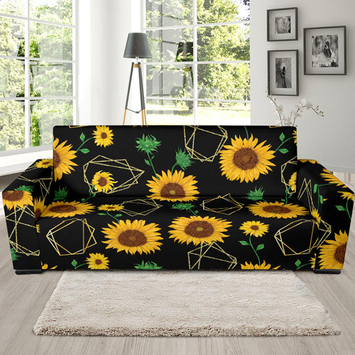 Sunflower Golden Polygonal Shapes Sofa Slipcover