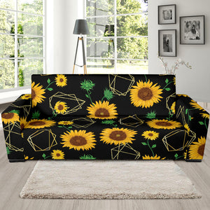 Sunflower Golden Polygonal Shapes Sofa Slipcover