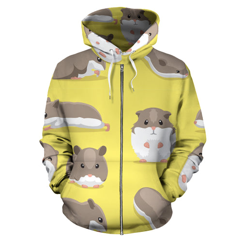 Cute Hamster Pattern Zip Up Hoodie