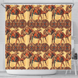 Camel Polynesian Tribal Design Pattern Shower Curtain Fulfilled In US
