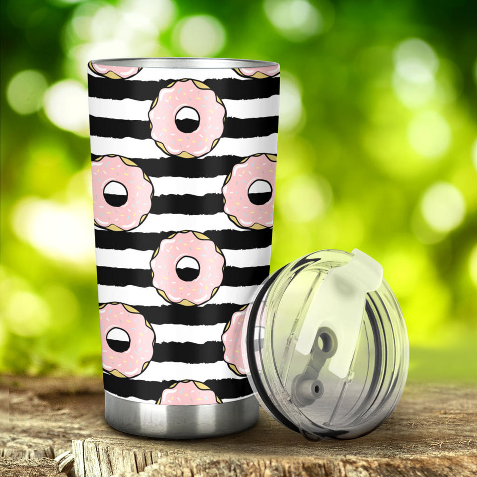 Donuts Pink Icing Striped Pattern Tumbler