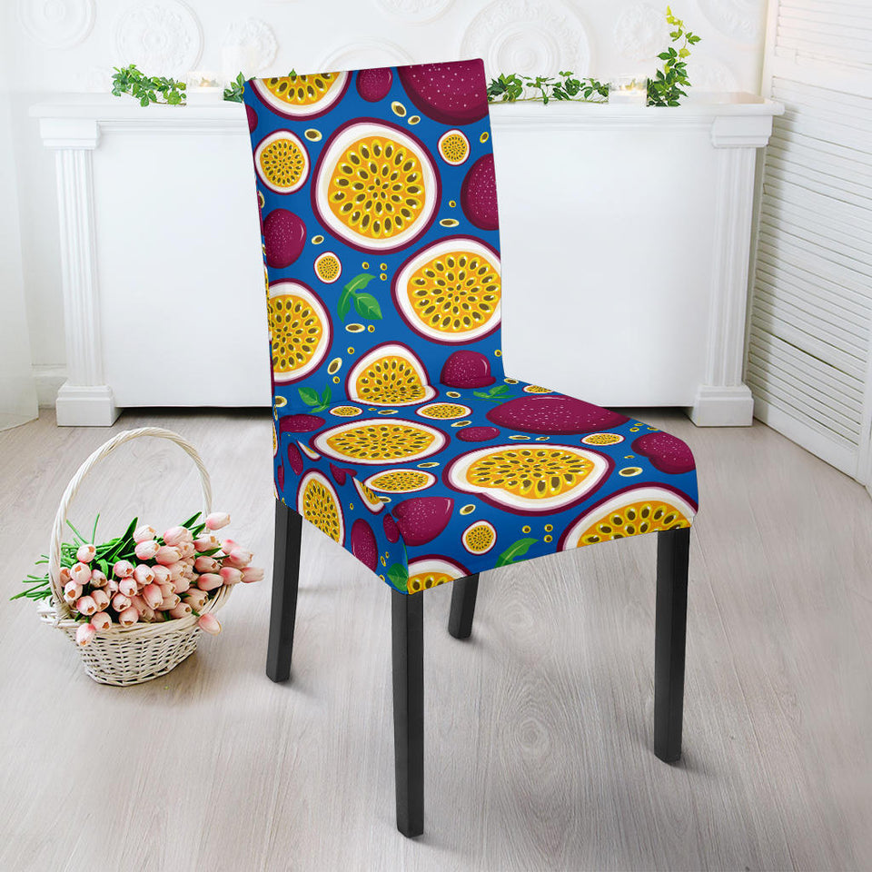 Passion Fruit Blue Background Dining Chair Slipcover