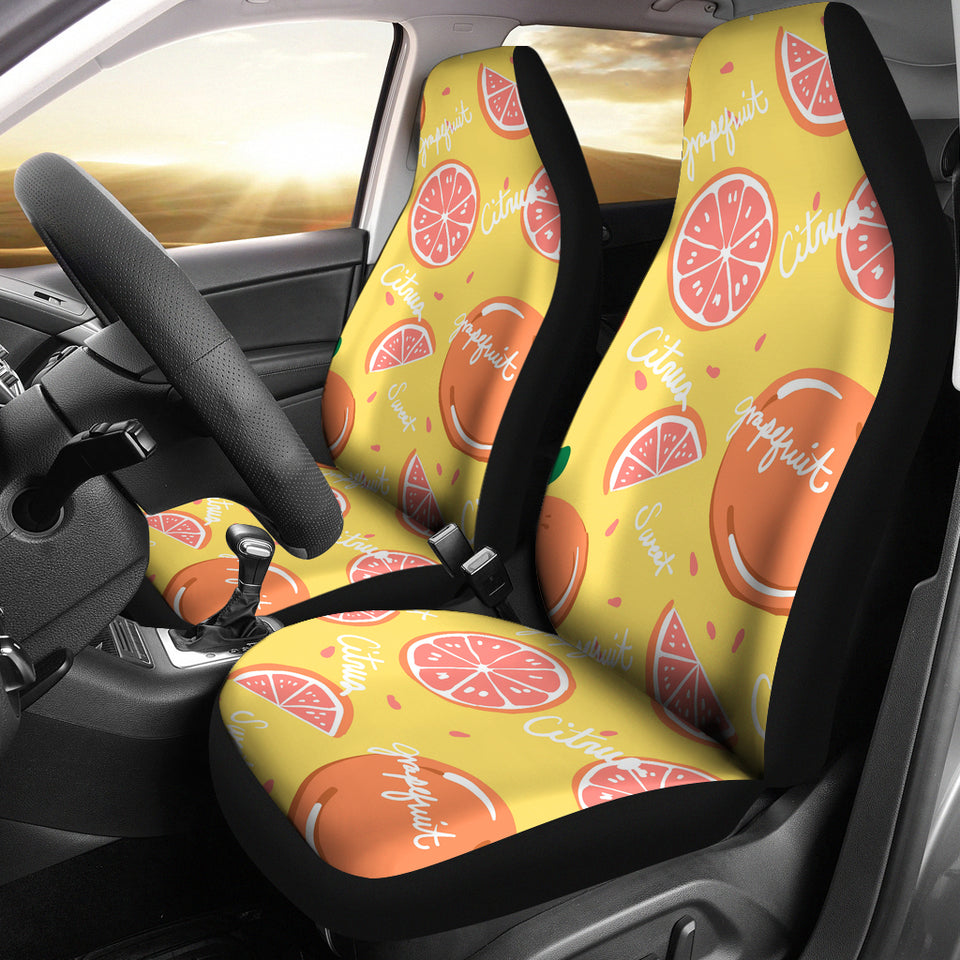 Grapefruit Yellow Background Universal Fit Car Seat Covers