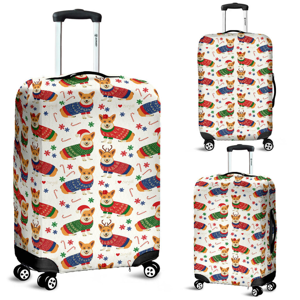 Corgi Christmas Pattern Luggage Covers