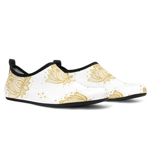 Gold Ornamental Lotue Waterlily Symbol Pattern Aqua Shoes