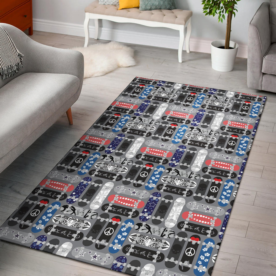 Skate Board Pattern Print Design 04 Area Rug