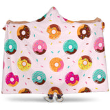 Donut Pattern Glaze Pink Background Hooded Blanket