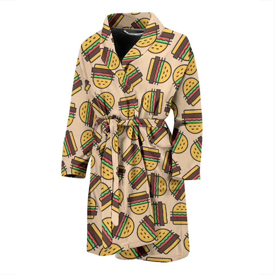 Hamburger Pattern Print Design 01 Men's Bathrobe