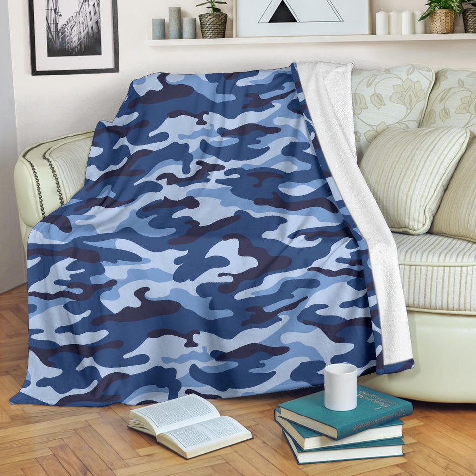 Blue Camo Camouflage Pattern Premium Blanket