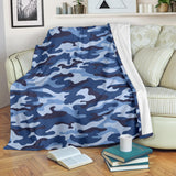 Blue Camo Camouflage Pattern Premium Blanket