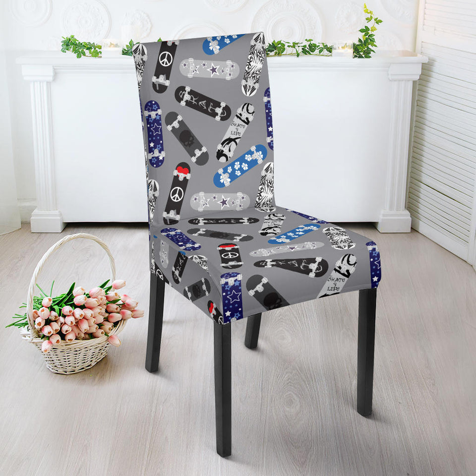 Skate Board Pattern Print Design 03 Dining Chair Slipcover