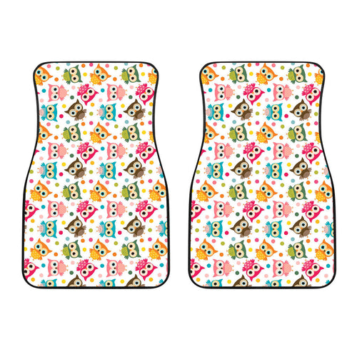 Color Cute Owl Pattern Front Car Mats
