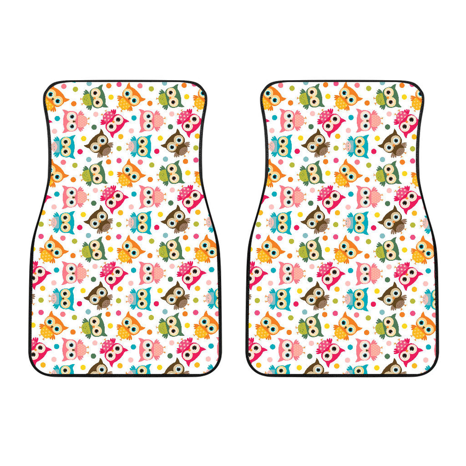 Color Cute Owl Pattern Front Car Mats