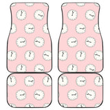 Clock Pattern Pink Blackground Front And Back Car Mats