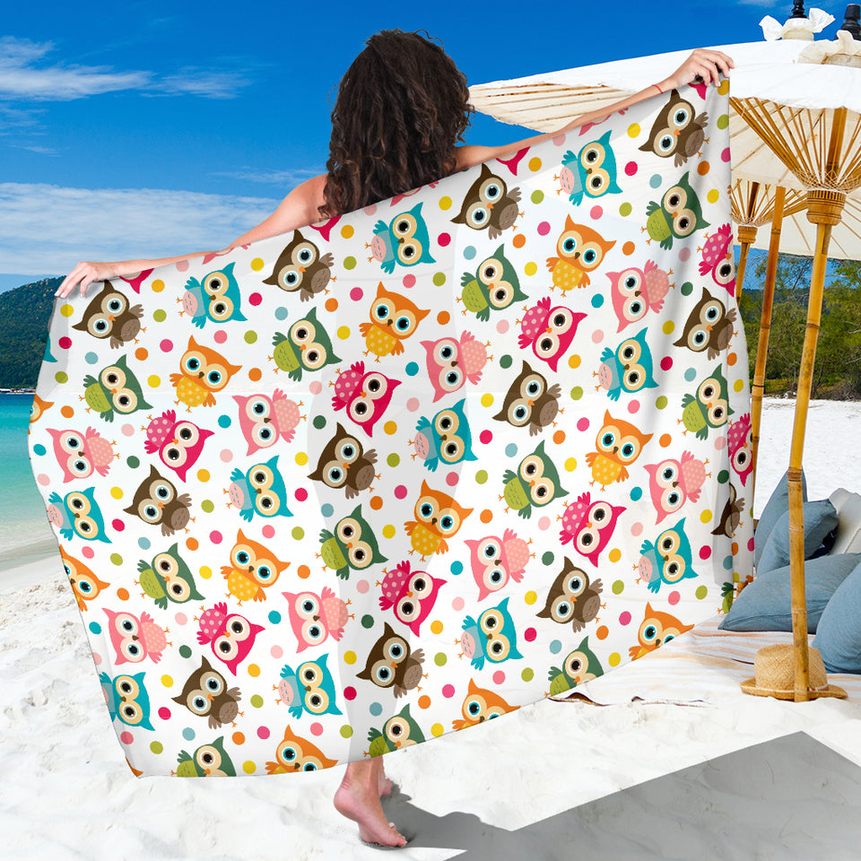 Color Cute Owl Pattern Sarong